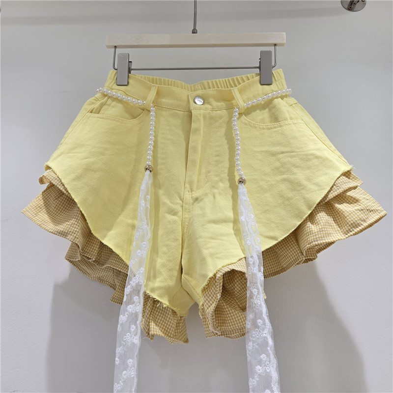 Pantalones Cortos de Mezclilla de Tiro Alto para Mujer con Cinturón