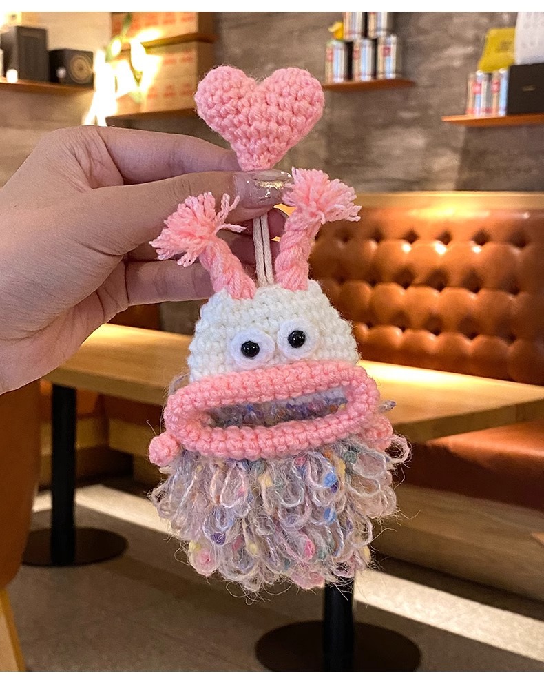 Key Bag Pull-out Electric Car Key Wool Case Keychain Protective Case Key Bag Women's Cute Storage Hand