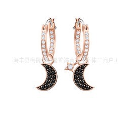 Shijia: オリジナルテンプレート、女性用の鼓動するハートの白鳥のイヤリング、女性用のスワロフスキー要素クリスタルスマートグースイヤリング|undefined