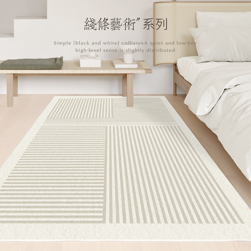 Imitation cashmere striped carpet bedroom bedside blanket simple coffee table mat room floor mat large area full spread manufacturer wholesale