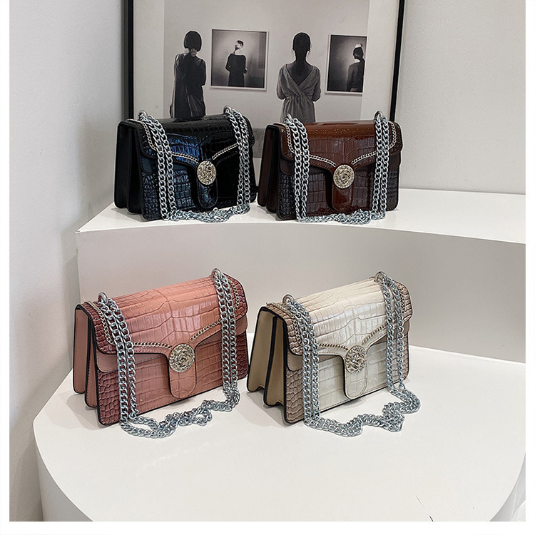 Bags crocodile pattern small square bag ladies shoulder crossbody chain bag_voghion.com