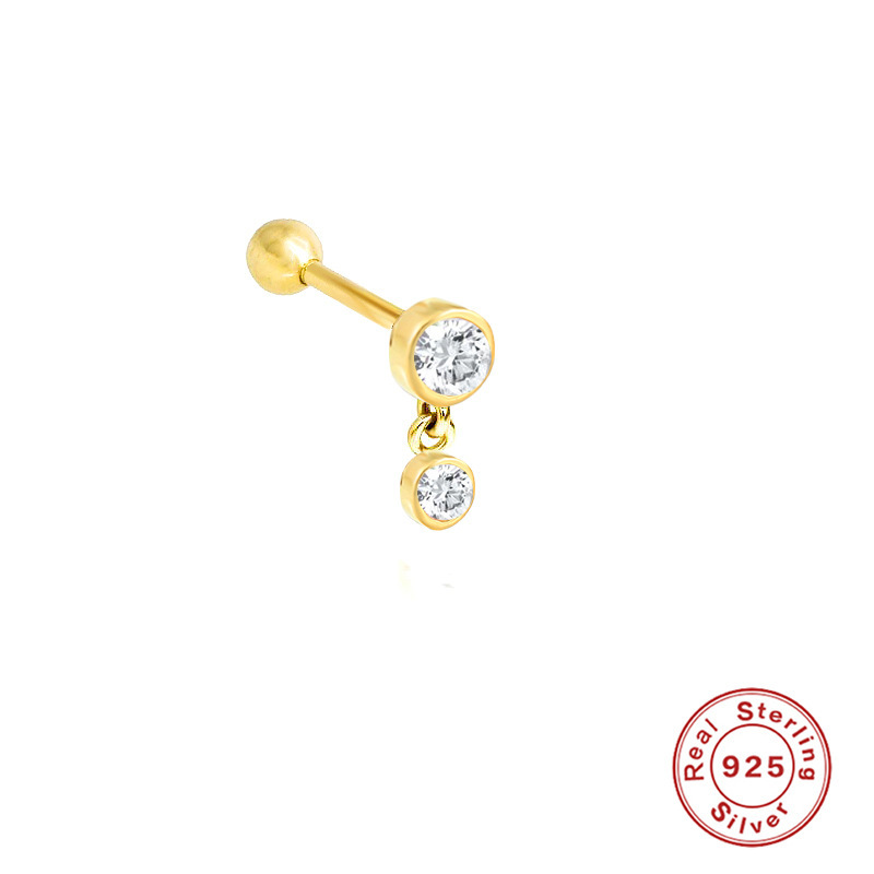 925 Sterling Silver Material 1 Piece Ear Cartilage Rings & Studs Fashion Geometric 925 Sterling Silver Inlay Zircon