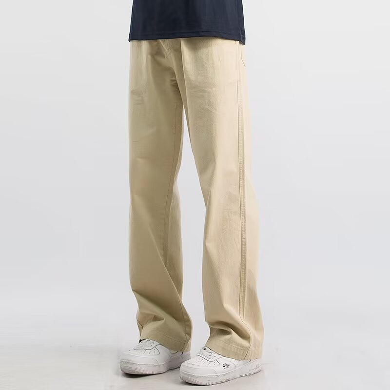2024 New Spring and Summer Men's Casual Japanese-Style Khaki Loose Straight Pants Retro Versatile Trendy Trousers 2024 New Spring and Summer Men's Casual Japanese-Style Khaki Loose Straight Pants Retro Versatile Trendy Trousers