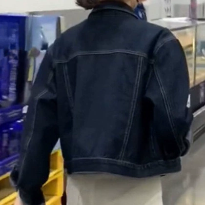 Blue denim spring retro jacket, loose fit