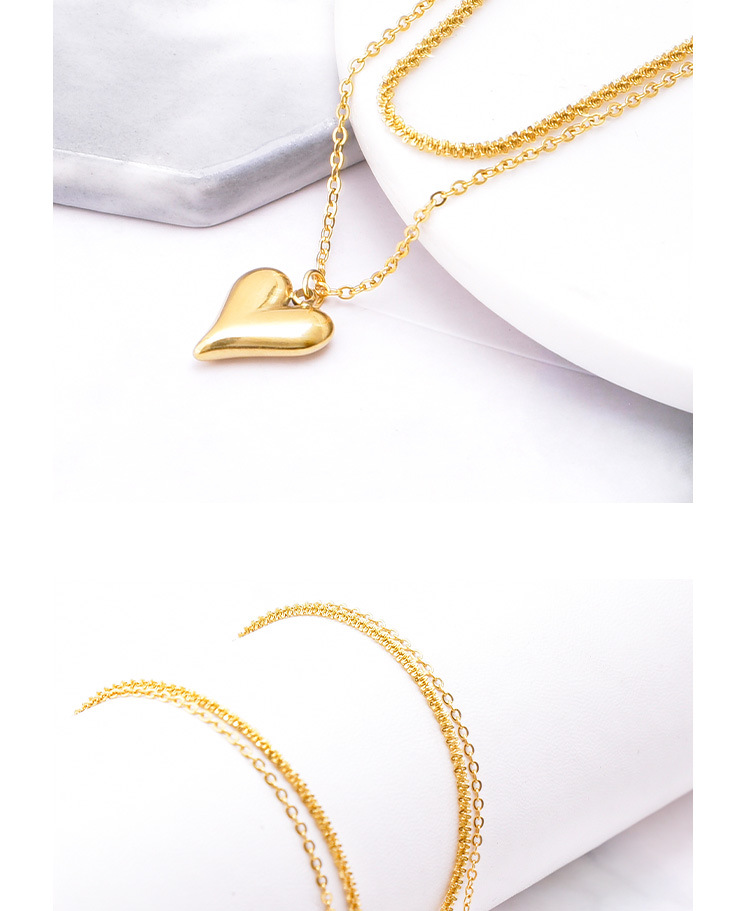 Fashion Heart Shape Titanium Steel Layered Necklaces Plating Stainless Steel Necklaces 1 Piece display picture 3