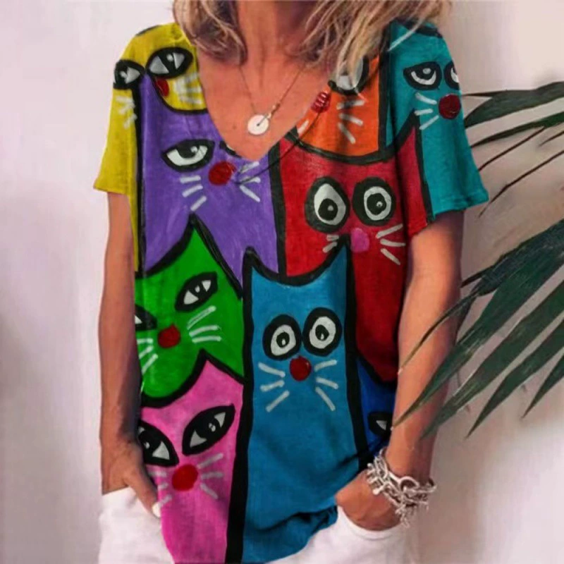 Women's positioning printed T-shirt top