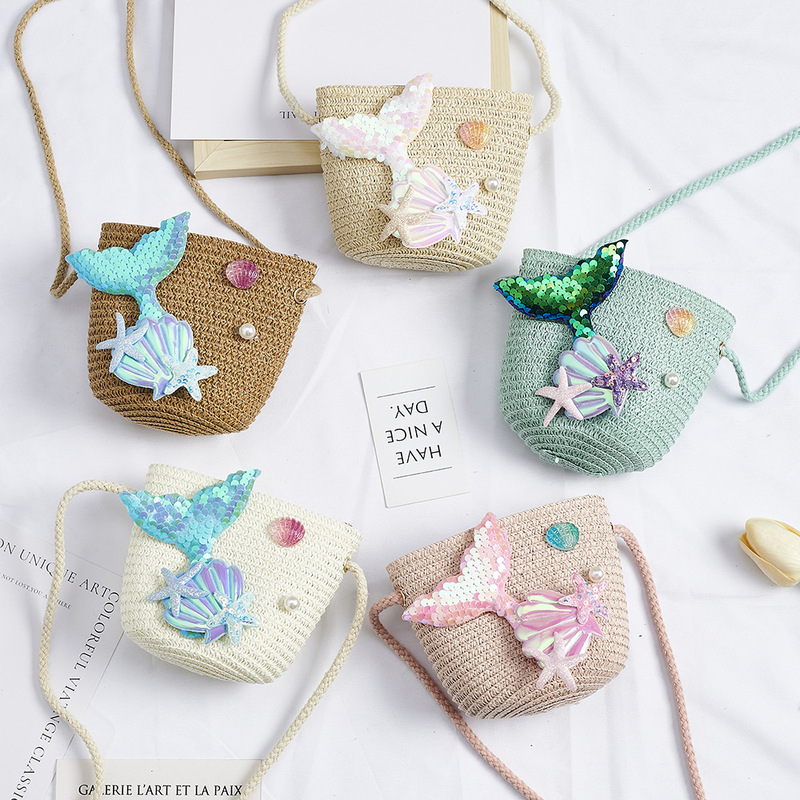 Ins Summer Mermaid Straw Small Bag Girl Crossbody Coin Purse Mini Bag Girl Cute Small Satchel Mobile Phone Ins Summer Mermaid Straw Small Bag Girl Crossbody Coin Purse Mini Bag Girl Cute Small Satchel Mobile Phone