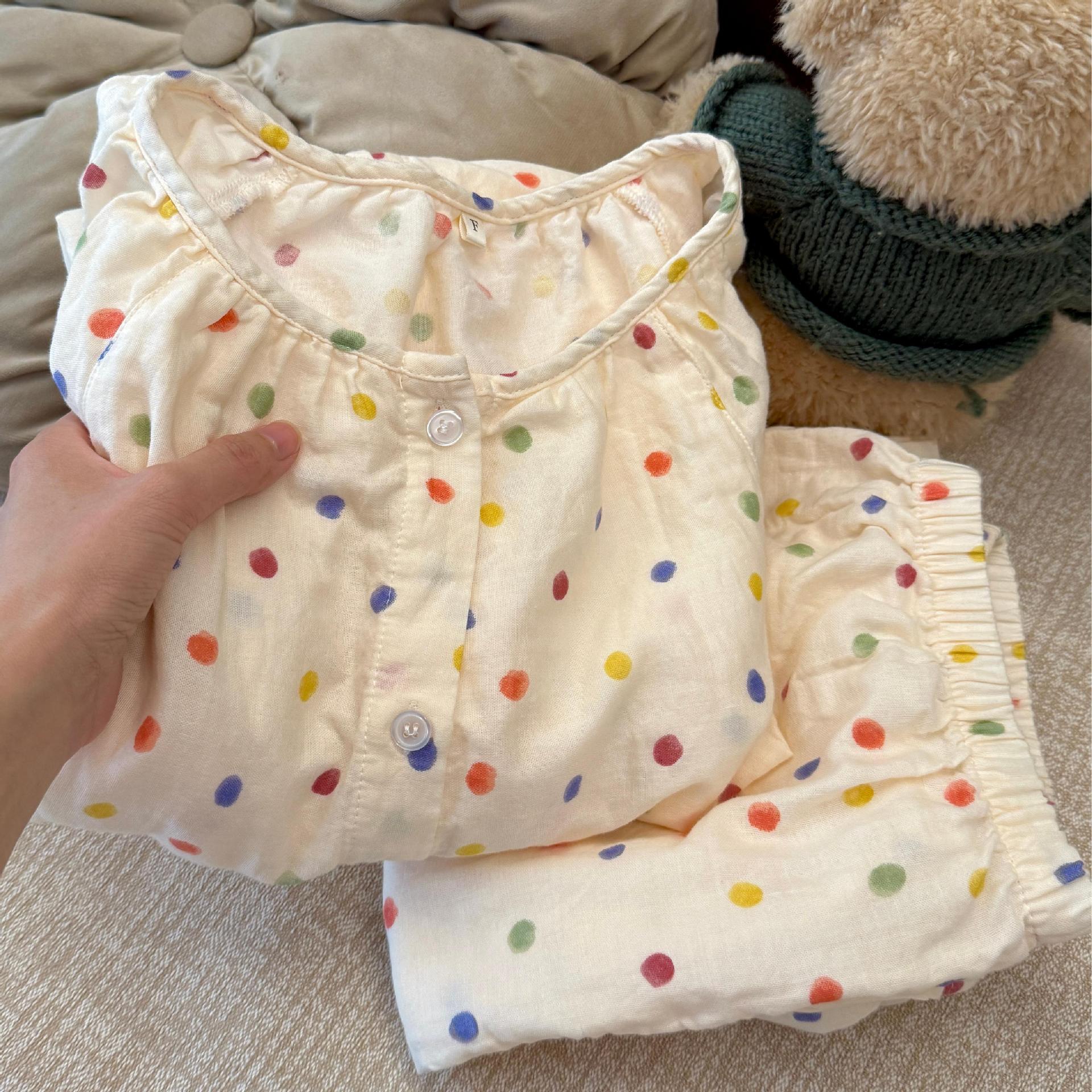 라운드넥 반팔 반바지 세트 - 컬러풀 보보