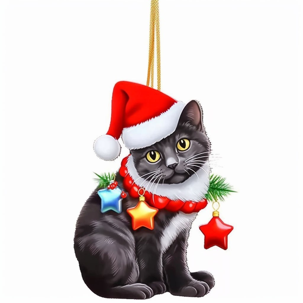 Navidad transfronteriza acrílico plano colgante creativo adorable gatos colgantes decoraciones de automóviles colgantes de árbol de Navidad