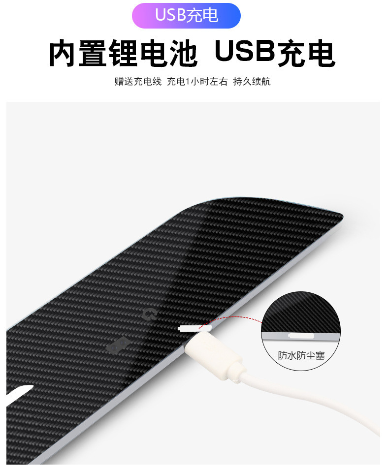 Car Colorful Welcome Threshold Lamp Car Carbon Fiber Pattern Door Lamp Wiring-Free Induction Magic Color Universal Atmosphere Lamp