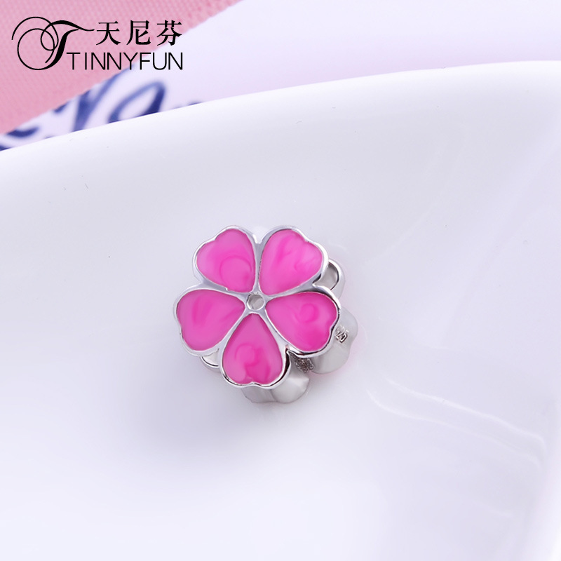 Accesorios populares creativos coreanos s925 plata colgante de flores de aceite DIY joyería artesanía al por mayor cuentas