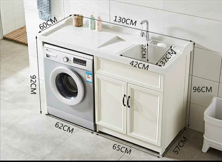 Balcón de aluminio espacio de lavado armario de piedra de cuarzo mesa de billar con combinación de Tabla de lavar socio integrado corte de esquina simple Nordic