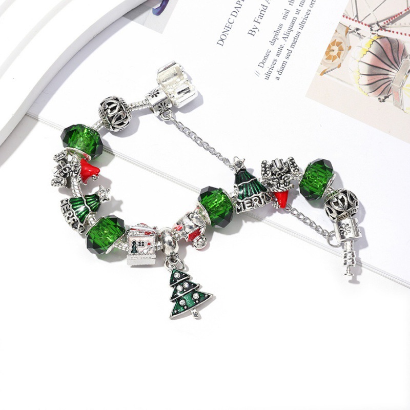 Weihnachtliche Perlenarmbänder, neue Mode, Charm-Perlenarmband, DIY-Weihnachtsbaum-Anhänger-Armband, handgefertigter Schmuck_voghion.com