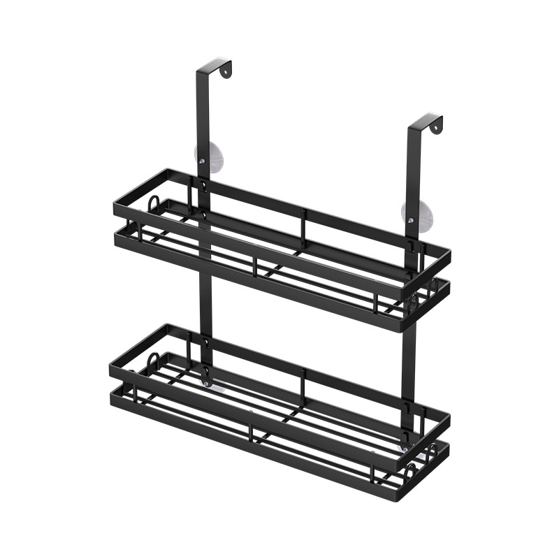 Estante de baño y ducha Estante de almacenamiento de doble capa para colgar en la pared sin perforación Estante de almacenamiento para artículos de baño Estante de almacenamiento