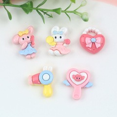 源頭工廠卡通化妝鏡小兔子DIY奶油膠樹脂飾品配件手機殼貼片材料