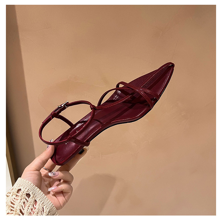 Sandal hở mũi nữ quai mảnh gót mèo con 4 cm phong cách tối giản — Màu đen chi tiết 24