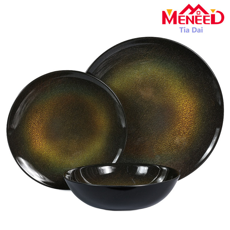 Creative Dessert Plate Turquoise Texture Bright Melamine Salad Bowl Melamine Tableware Set 12 Pieces Melamine Tableware