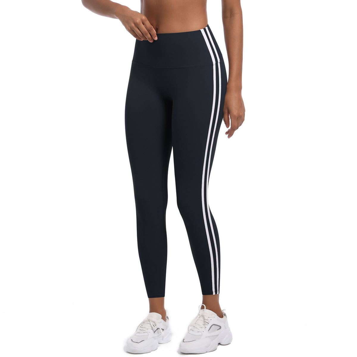 210g Weight Sleeveless Sleeve Length Nylon Fabric Type Short Top Length Leggings Pants Type Running, Sports Occasion Collarless Neckline Stripe Pattern Side Stripe Design Fitness, Sport Style Style Fitness Sport Style Stripe Nylon Collarless Side Stripe Active Bottoms Leggings 4