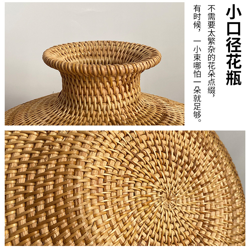 Vietnam simple artesanal de caña jarrón de flores secas sala de estar flor ornamental nórdica floral ornamentación canasta