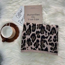 秋冬季新款豹纹复古线针织高级护颈围巾女欧美街头甜酷风围脖保暖