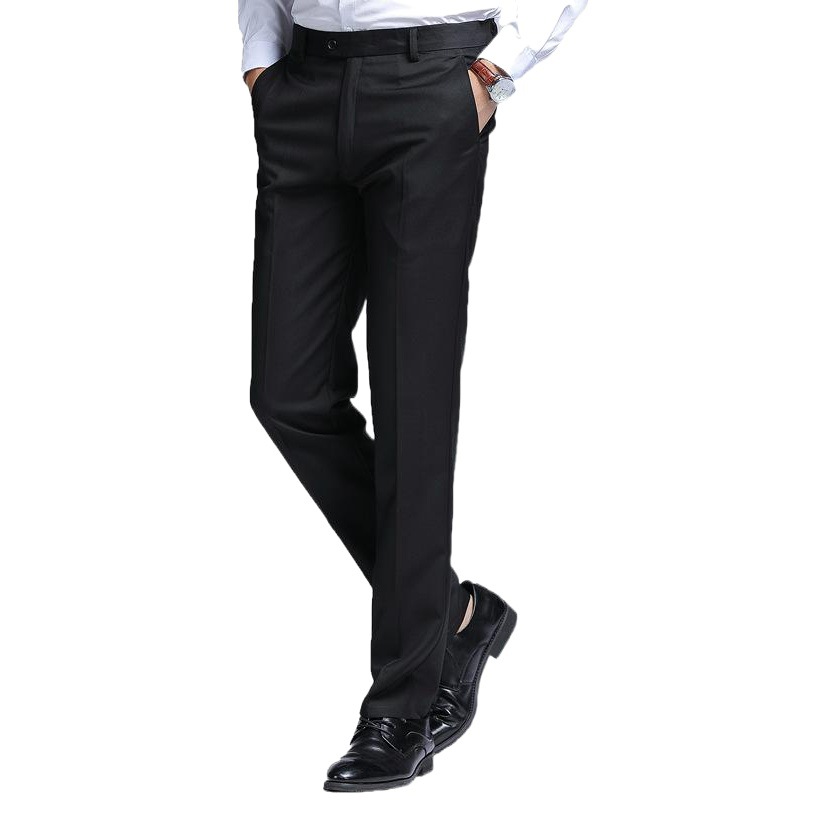 Men's Straight-Leg Dress Pants for Spring and Autumn, Business Men's Black Slim-Fit Formal Casual Dress Pants
