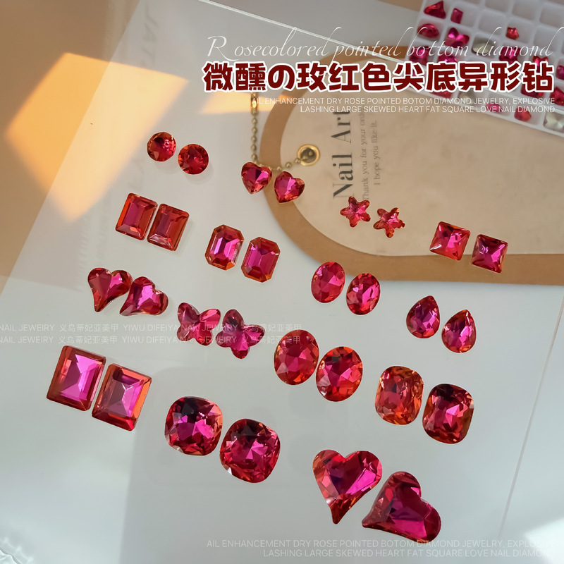 Rose Red Nail Art Rhinestones, Sparkling Plum Red Pointed-Bottom Starfish, Plum Blossom, Ice Candy Shaped Rhinestones, Mixed Nail Decorations Wholesale Rose Red Nail Art Rhinestones, Sparkling Plum Red Pointed-Bottom Starfish, Plum Blossom, Ice Candy Shaped Rhinestones, Mixed Nail Decorations Wholesale