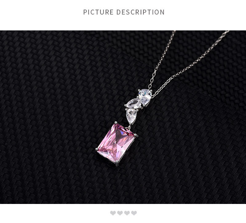 Lady Geometric Sterling Silver Inlay Zircon Pendant Necklace display picture 4