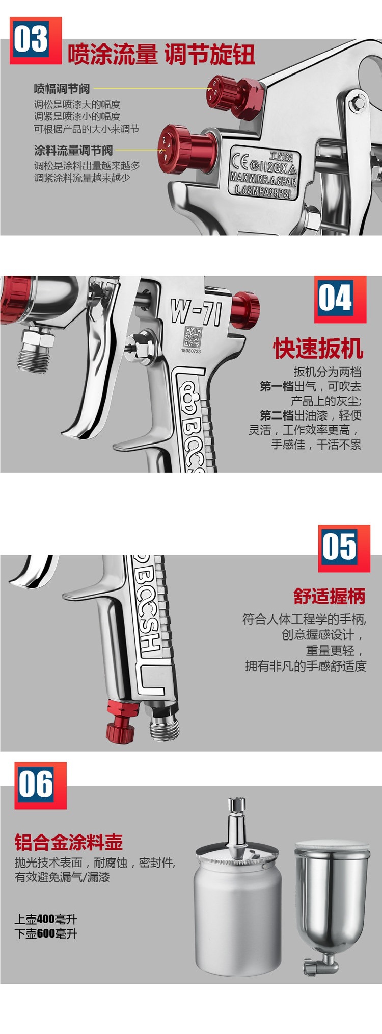 Taiwan Lacquer Doctor W-71/W77 Dual-nozzle Paint Spray Gun High Atomization for Furniture, Woodwork, and Automotive Painting