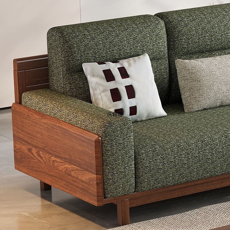 Black Walnut Song-Style Aesthetic Chinese Sofa Solid Wood Combination for Home Living Room Modern Simple Small Apartment Straight Chaise Longue