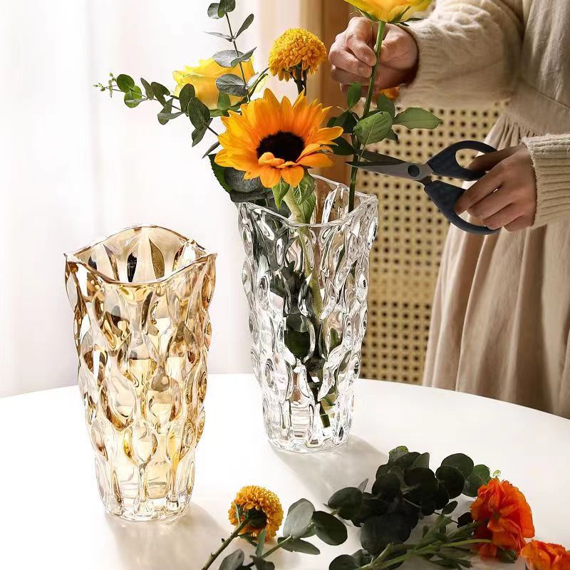 Elegant, Affordable Crystal Glass Vase with Iridescent Finish | Instagram-Style Feng Shui Flower Vase | Glass Flower Arrangement Container | Wholesale Price