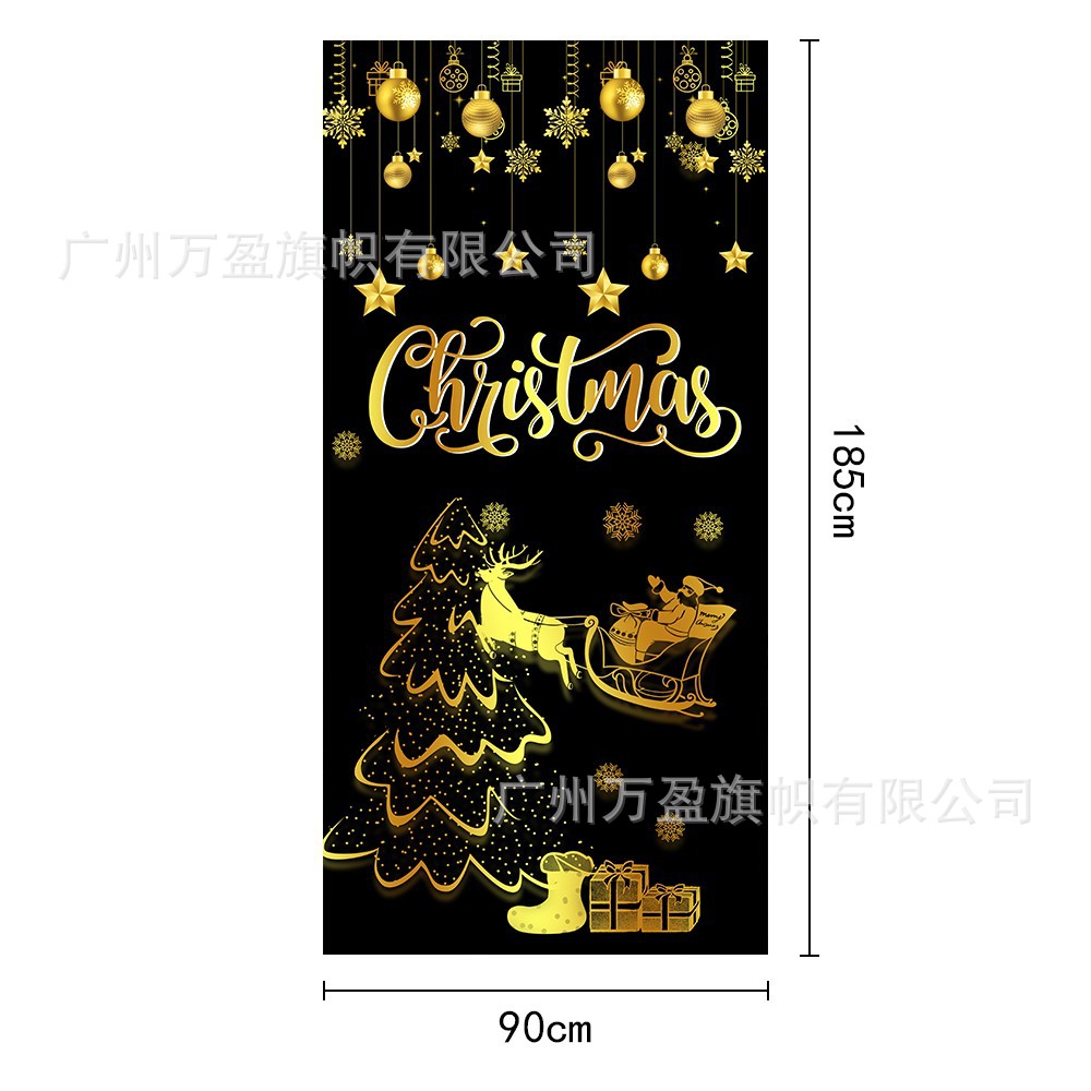 2025 nuevos productos de navidad cortina de bandera Santa Claus para ver la hoja de regalo decoración de tela colgante Bandera de bienvenida de Navidad