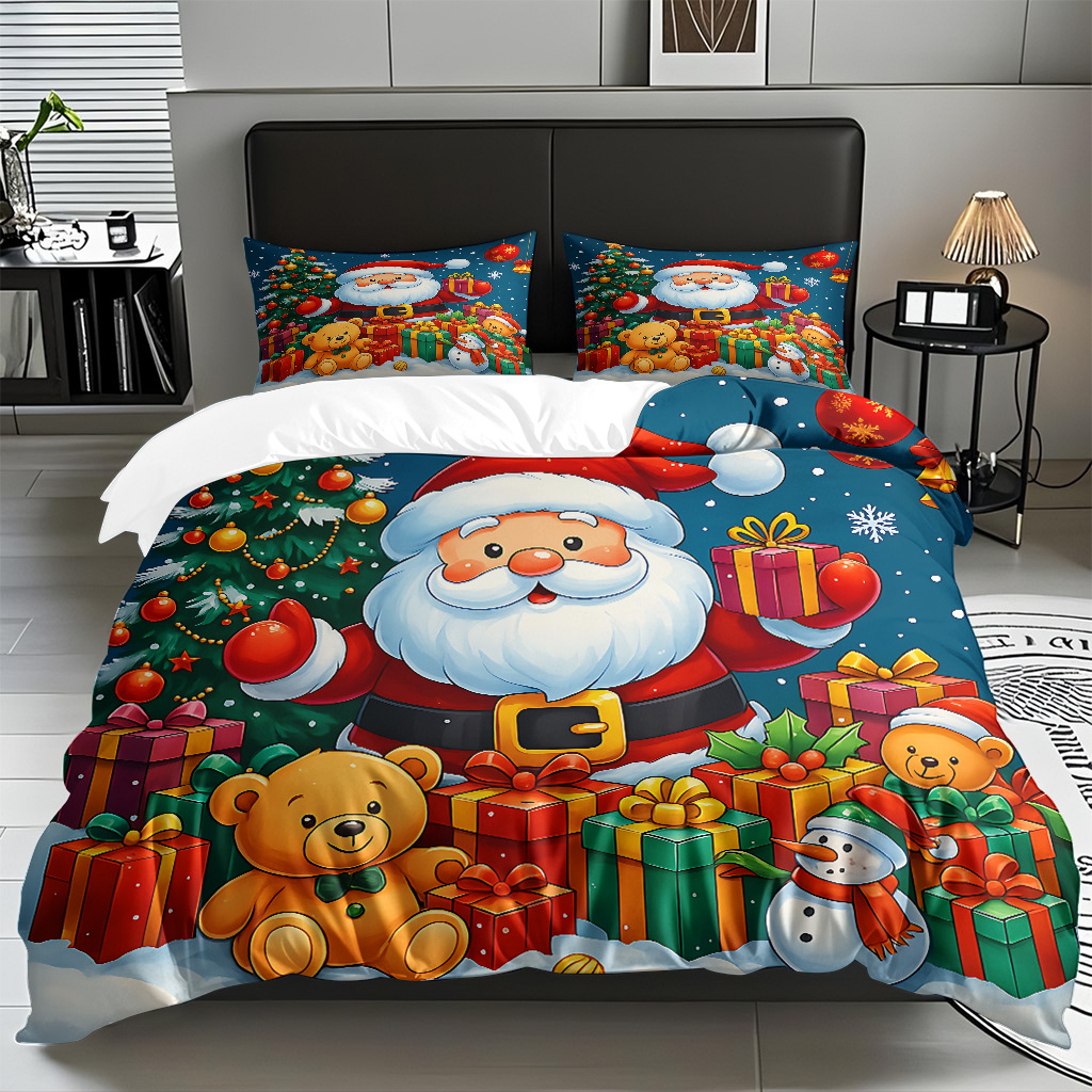 Textiles caseros transfronterizos patrón navideño suave polirido quilt kit de impresión digital HD TEMU / JIT