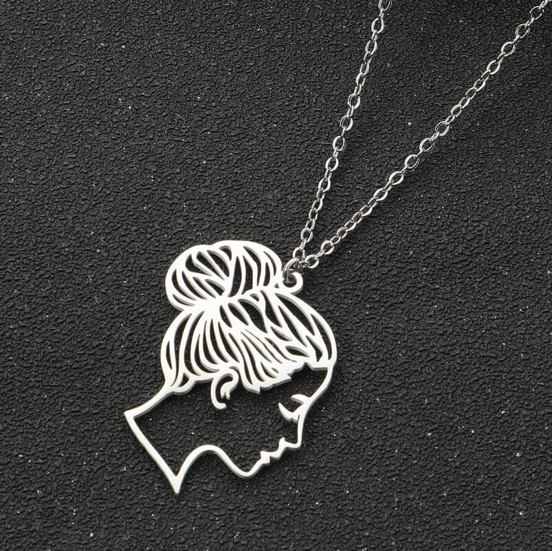 Fashion Portrait Stainless Steel Titanium Steel Plating Hollow Out Pendant Necklace 1 Piece