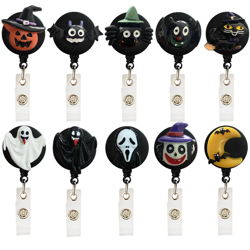 Новый Halloween скелет призрак призрак дефляция простая выставка сертификат вращающийся крокодил перекрестие - футляр для карты с цепью металлической пружиной