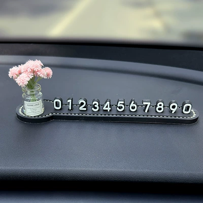 Phone Plate High-End Ornaments — Nömrəli dayanma kartı - pink-babys-breath-three-dimensional-diamond-encrusted-parking-sign