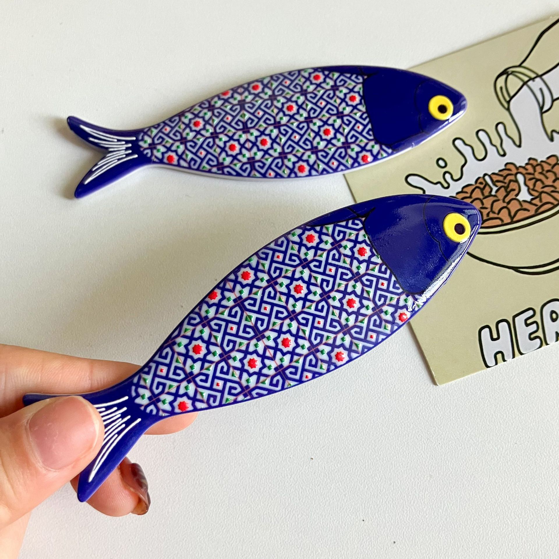 Nueva etiqueta de nevera de pescado transfronteriza estilo bohemio color material de melamina patrón en relieve decoración diaria del hogar