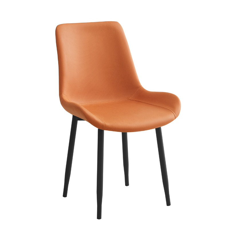 Silla de comedor de cuero de lujo simple y ligera, silla de recepción de doble propósito, silla de acero al carbono, silla de comedor duradera