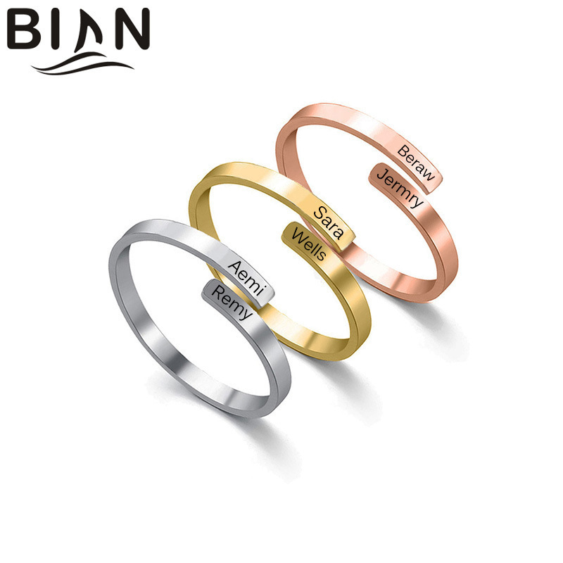 Europe and the United States hot-selling simple smooth plain ring titanium steel open ring Women's personality DIY lettering adjustable finger circumference tail ring Europe and the United States hot-selling simple smooth plain ring titanium steel open ring Women's personality DIY lettering adjustable finger circumference tail ring