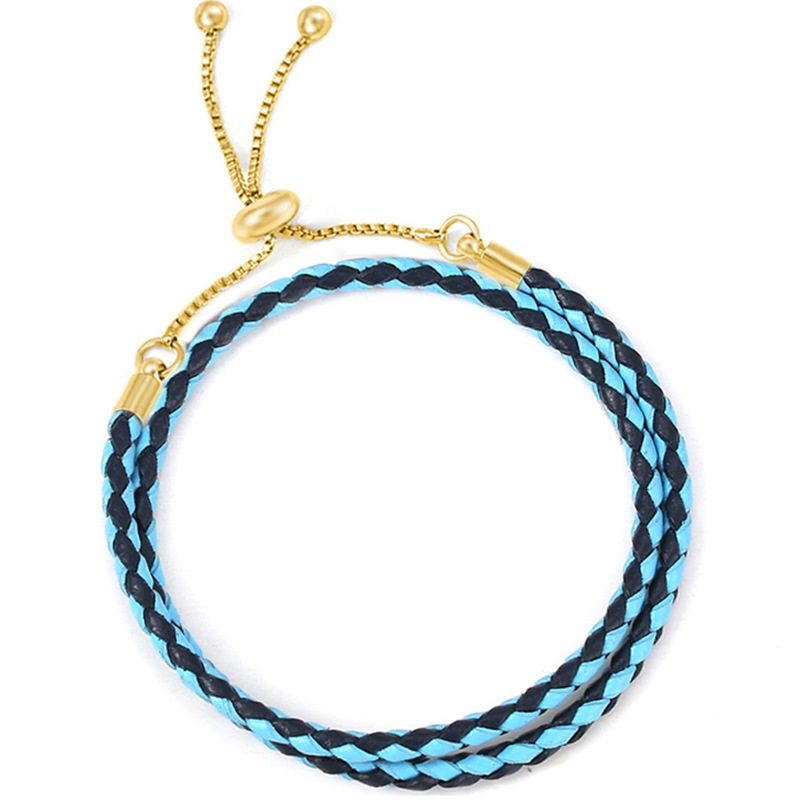 Goldperlen-Armband mit Schnalle, Damenarmband aus Lederband, doppelte Schlaufe, mehrfarbiger Stil, Basic-Kette_voghion.com