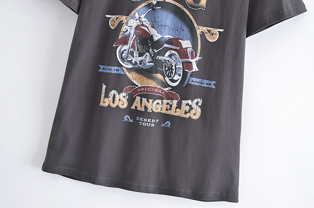 spring motorcycle printing black T-shirt  NSYXB118183