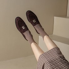 韓版復古小皮鞋樂福鞋2022春季新款深口平底鞋休閑通勤女單鞋