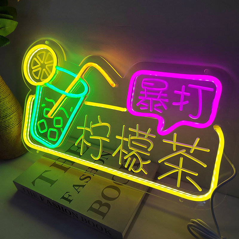 Lámpara de neón personalizada lámpara led cartel letras red fondo pared letrero decoración de mercado nocturno