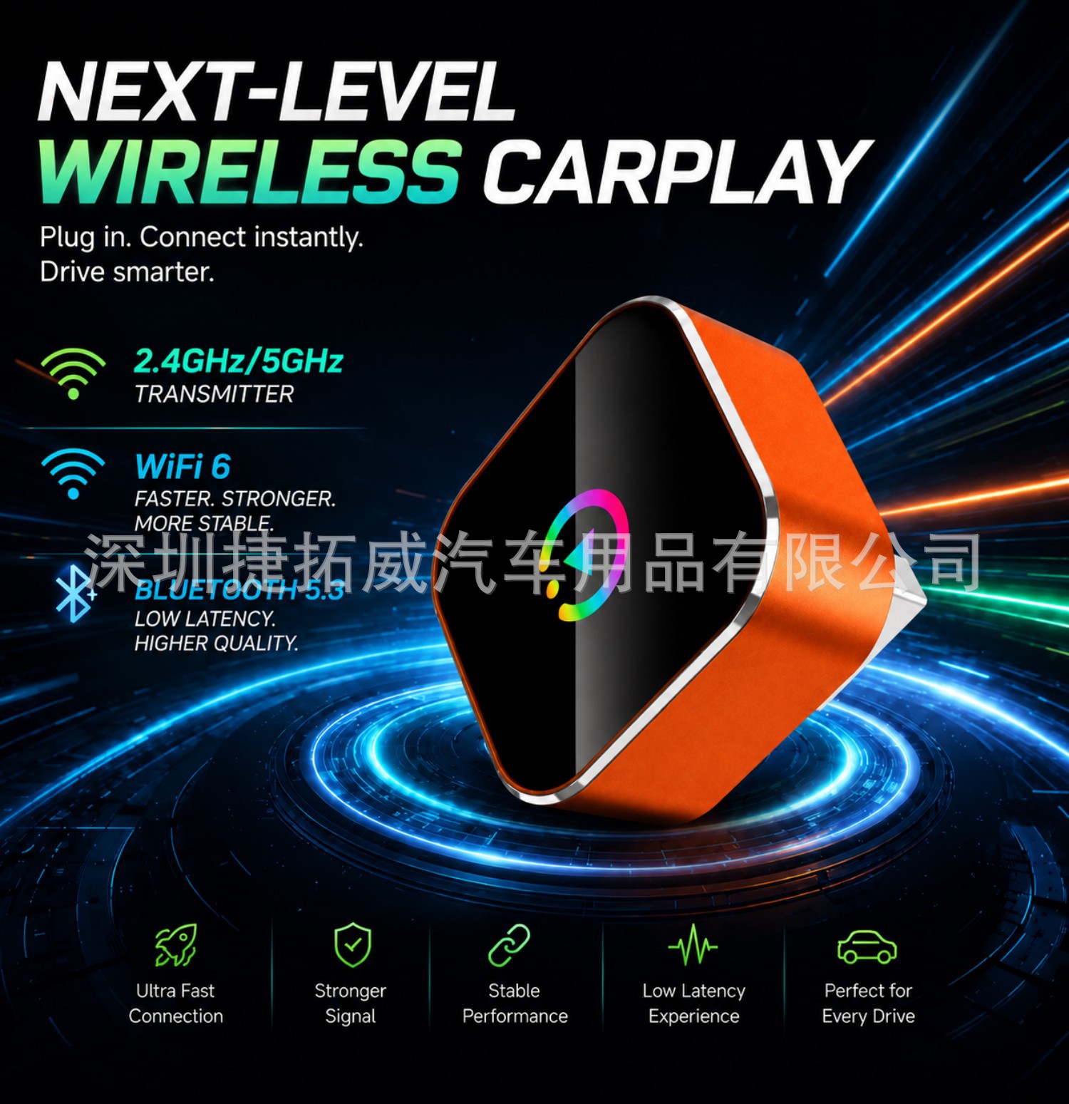 Hot-Selling Wired-To-Wireless Carplay Android Auto Car Interconnection Box, Two-In-One Smart Car Converter