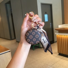 Cross-border superstar cosmetic mirror keychain portable elderly leather hanger double-sided mirror bag hanger small gift