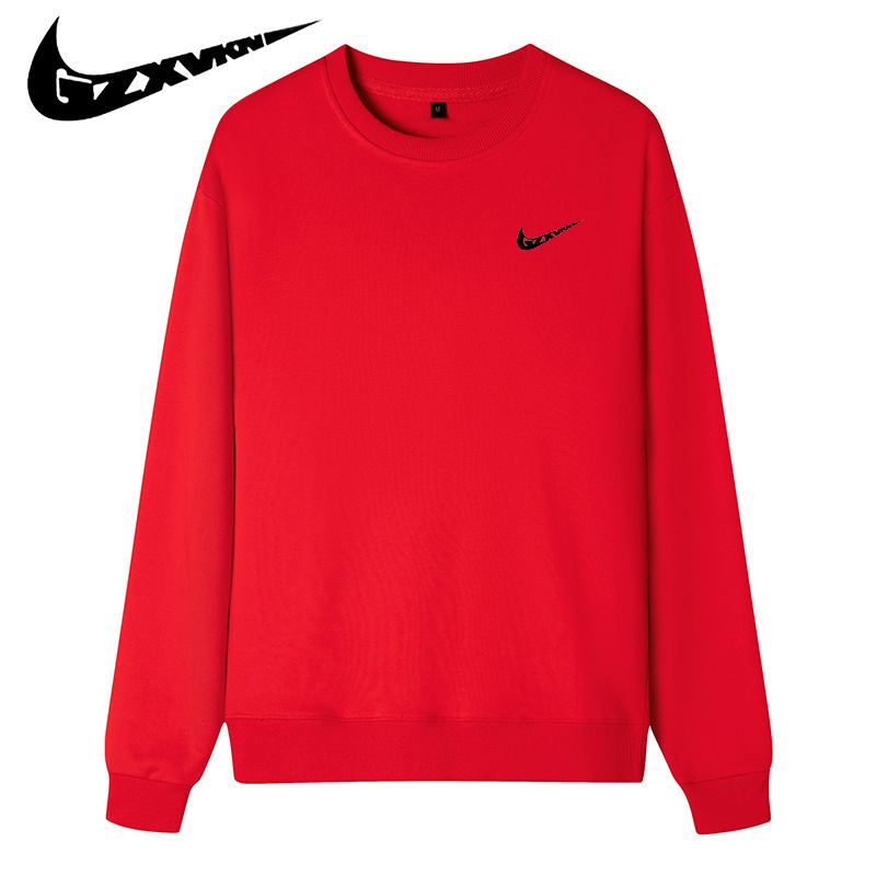 Cross-Border Men's Clothing 2026 Spring and Autumn Season Crewneck Sweatshirt Unisex Loose Plus Size Solid Color Couple's Sports Long-Sleeve Jacket for Women