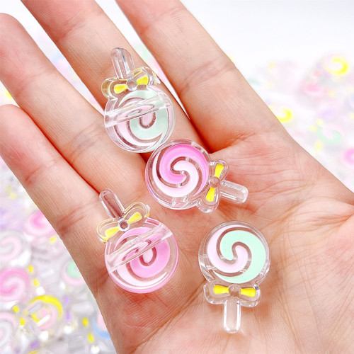 Droplet-shaped lollipop cartoon acrylic transparent beads with holes DIY bracelet stringing beads hair accessories components materials