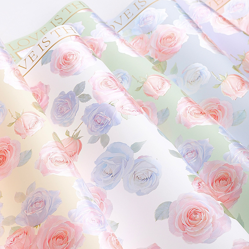 Nuevo embalaje de regalos del día de la diosa papel perla neón rosa flor embalaje de flores papel impermeable ramo embalaje al por mayor image 4