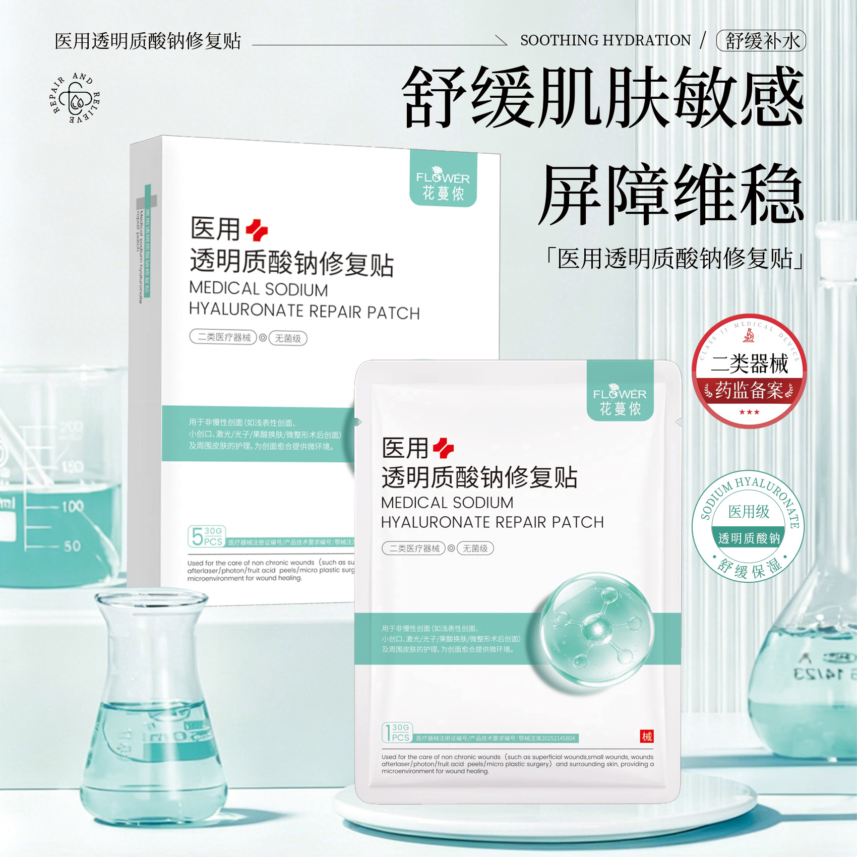 Medical-Grade Cold Compress Patch, Class Ii Medical Device Dressing, Facial Mask for Post-Surgery Repair of Sensitive Skin