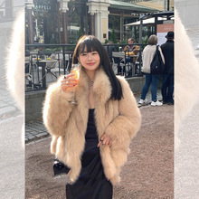 海宁皮草 “万年七代”新款进口毛毛年轻短款狐狸毛皮草外套女冬