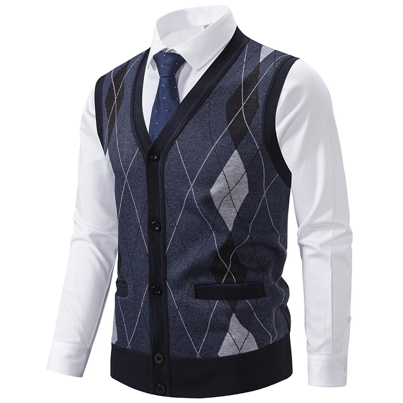 Cross-border Foreign Trade Autumn and Winter New Arrival Men's Fashionable All-match Slim-fit Knitwear Men's plus size Sweater Vest